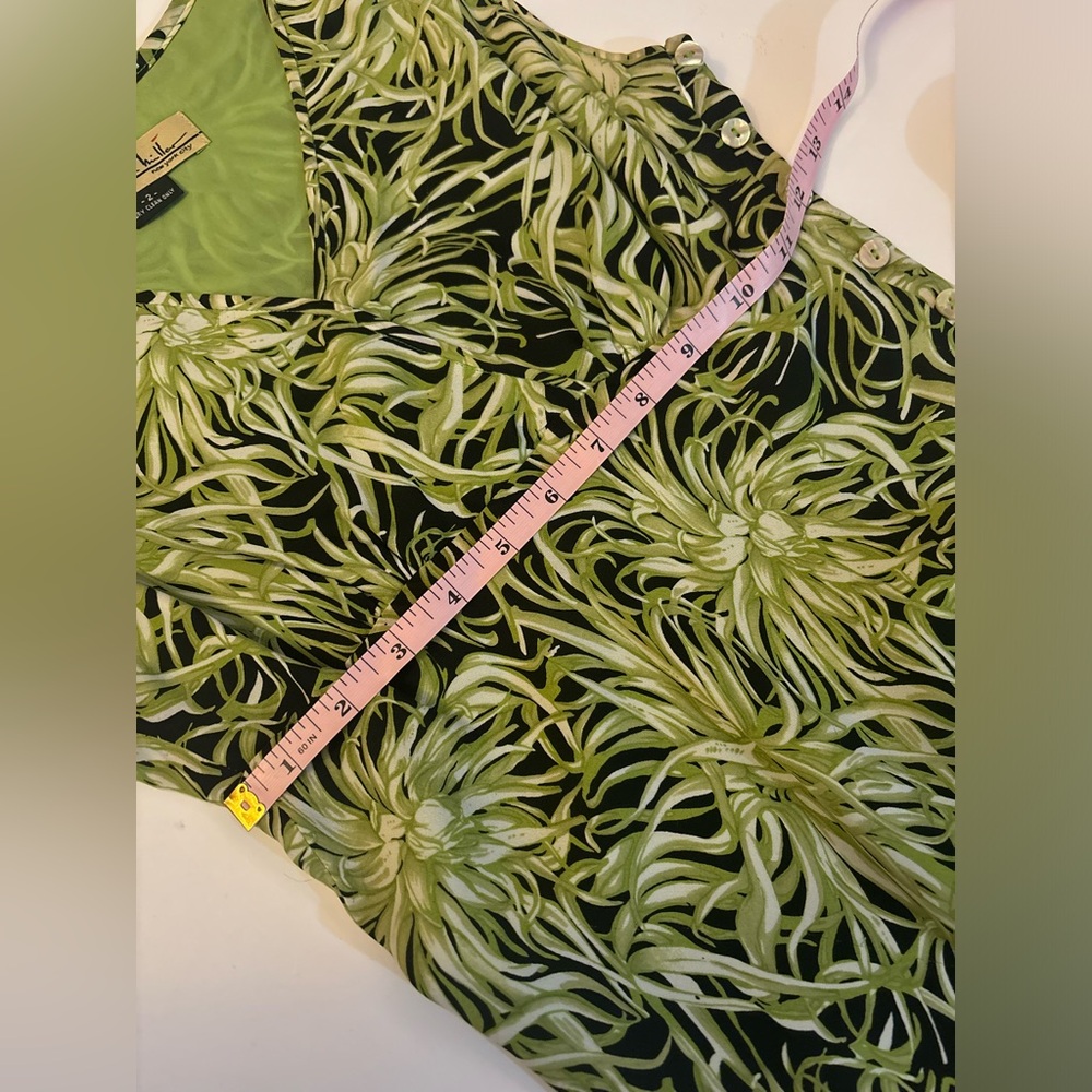 Vintage 2000s Nicole Miller NYC Black & Green Floral Dress - Picture 8 of 14